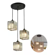 Lámpara Colgante De Cristal Moderna Techo Decorativa 3 Cabez