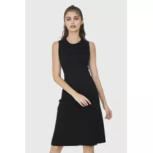 Vestido Midi Acanalado Negro Nicopoly