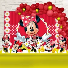 Kit Decoração Festa Infantil Minnie Vermelha Poá