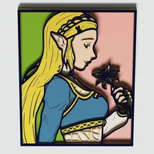 Painel Zelda Em Camadas Mdf 29cm 3d Q3d0008