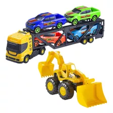 Caminhão Brinquedo Infantil Cegonha Miniatura + Trator