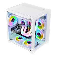 Case Gamer Vidrio Templado Ventana Transparente Blanco Jwk