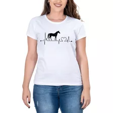 Camiseta Feminina Apaixonada Por Cavalo Manga Curta Branca