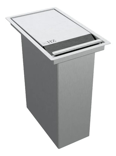 Lixeira Retangular De Embutir Bancada Inox Vertical 5,1 L Cinza