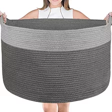 Cesta Grande De Cuerda De Algodon, 22x22x14 Pulgadas, Canast