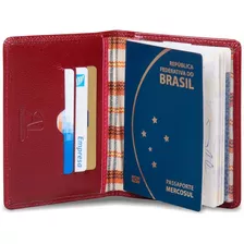 Artlux Porta Passaporte Masculino Para Viagem Couro Legitimo Vermelho