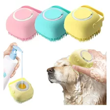 Cepillo, Peine, Silicona, Dispensador, Para Mascotas, Baño, Peluquería Canina, Color Azul