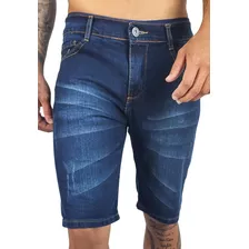 Bermuda Jeans Masculina Azul Escura Listras Claras Di Nuevo