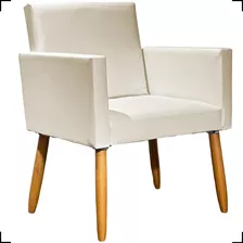 Cadeira Recepção Poltrona Decorativa Para Sala Corino Cores Cor Bege