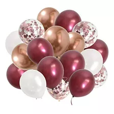 Globos De Cromo Rosa Dorado Borgoña 50 Piezas Blanco Metálic