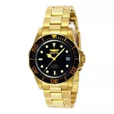 Reloj Pulsera Invicta Pro Diver 8929 De Cuerpo Color Oro, Analógico, Para Hombre, Fondo Negro, Con Correa De Acero Inoxidable Color Oro, Agujas Color Oro Y Blanco, Dial Oro Y Blanco, Minutero/segunder