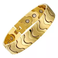 Pulseira Dourada Masculina Neomidio Ouro 18k Aço Inox Luxo