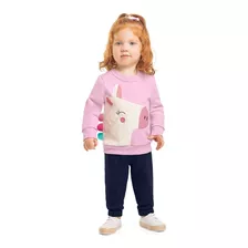 Conjunto Infantil Moletom Pelúciado Feminino Unicórnio Kyly 