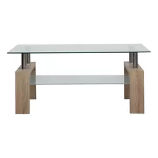 Mesa De Centro De Vidrio Rectangular 100cm, Natural