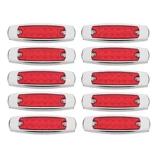 10pz Luces Para Camion Barra Plafones 12led 10-30v Rojo