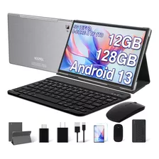 Tablet 10 Pulgadas Yestel T5 9296g Android 13 Con 12 Gb Ram 128 Gb Rom Tablet Con Teclado Ratón Funda Gris