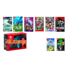 Nintendo Switch V2 256gb + 64gb - 45 Jogos Digitais - Zelda Tears Of The Kingdom - Pokémon Violet - Mario Kart 8 Deluxe