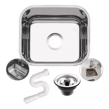 Cuba Inox Pia Cozinha Aço 430 40x34x17 + Válvula + Sifão Top