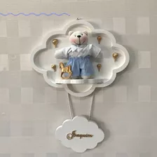 Porta Maternidade Nuvem Com Nome Tema Urso Personalizado Mdf