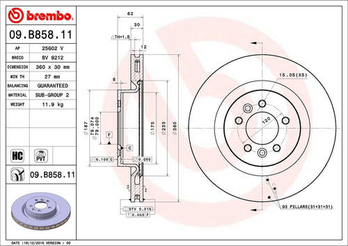 Kit-4 Discos Freno Range Rover Sport 3.0l V6 15 Al 17 Foto 2