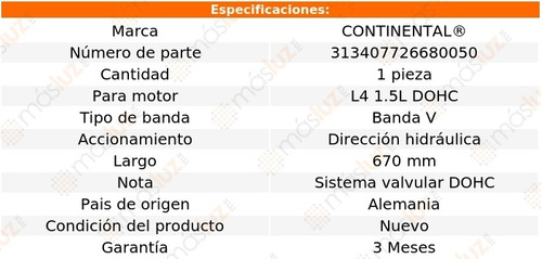 Banda 670 Mm Acc Accent L4 1.5l 96/97 Direccin Hidrulica Foto 4