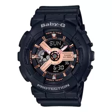 Reloj Casio Baby-g Ba-110rg-1adr Resina Mujer 100% Original Color De La Correa Negro Color Del Bisel Negro Color Del Fondo Negro