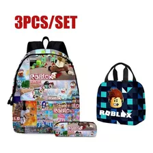 Mochila Escolar Roblox, Bolsa Para Lápices, 3 Piezas