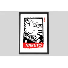 Arte De Parede Naruto Em Tons De Cinza - Moldura Incluída A3