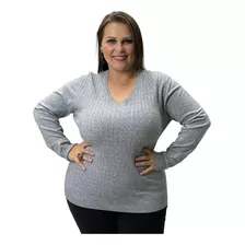 Blusa City Lady Lã Plus Size Manga Longa