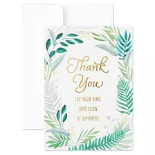 Pack Of 20 Thank You For Your Sympathy Cards, Gold Foil...