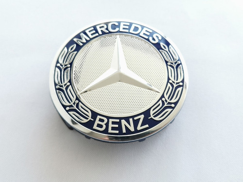 4 Tapas Centro De Rin Mercedes Benz 75mm Azules Originales  Foto 2
