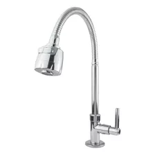 Torneira Gourmet Cozinha Bancada Pia Mesa Cano Inox 1/4volta Cor Prateado