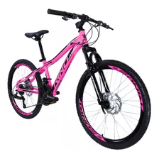 Bicicleta Aro 24 Rino Everest Freio Disco 21v Câmbio Shimano Cor Rosa Neon