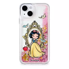 Funda Celular Para iPhone Blanca Nieves Disney Glitter Liqui