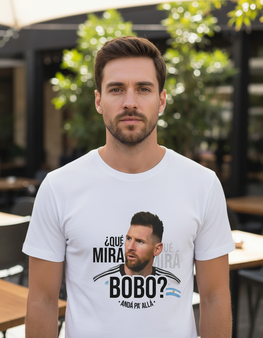 Remera Argentina Messi Futbol Qué Mira, Bobo Anda Pa Allá