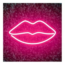 Painel Neon Led Boca Rosa Instagram Iluminação Rosa 50 Cm