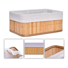 Cesto Organizador Caja Bambu Madera 38x28x16cm Plegable Baño