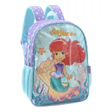 Mochila Escolar Jardin Urbana Nena Sirena Reforzada Infantil Color Lila Diseño De La Tela Liso