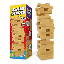 Jogo Caiu Perdeu Torre Madeira Família Amigos 54 Peças Mdf