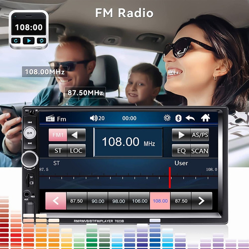 Radio De Coche Estreo 2 Din, Reproductor Mp5 De 7 Pulgadas Foto 3