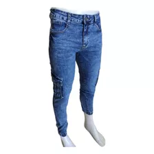 Pantalon Jeans Cargo Elasticados De Hombre (diseño Moda)