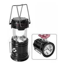 Lanterna Recarregável Led Lampião Solar Camping Pesca Cor Preto