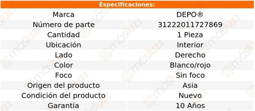 Calavera Int Der Blanca/roja S/foco Bmw 328ci 00 Depo Foto 4