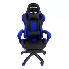 Silla De Escritorio Multilaser Phantom Phantom Gamer Ergonómica Negra Y Azul Con Tapizado De Cuero Sintético