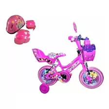 Bicicleta De Niñas Aro 16, 5-8 Años, Kit Protección,luz Led