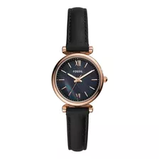 Reloj Dama Fossil Carlie Mini Es4700 Color Negro De Piel
