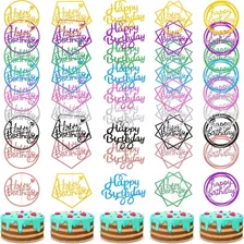 40 Cake Toppers Happy Birthday Purpurina 