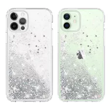 Funda Para iPhone 12/12 Pro, Plateado/transparente/glitter