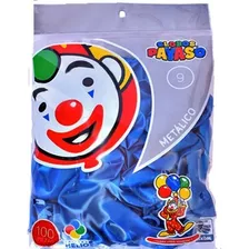 Globo Latex Decorator Metalico N° 9 Payaso Bolsa/100pz Color Azul