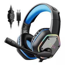 Auriculares Gamer Eksa Usb C/ Micro./ Vol. Control. Azul